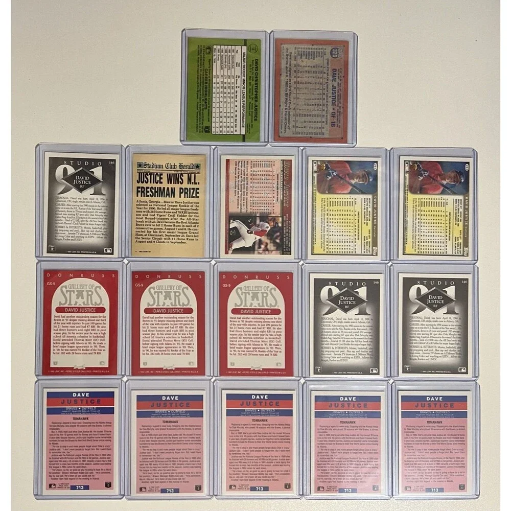 David Justice cards with 1992 Upper Deck Ted Williams' Best #T17